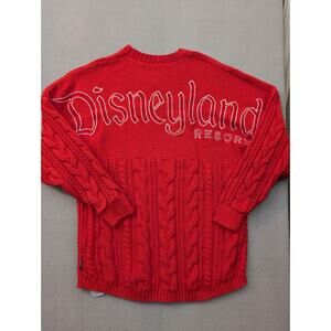 Disney Parks Disneyland Red Cable Knit Spirit Jersey Sweater Size Adult XS